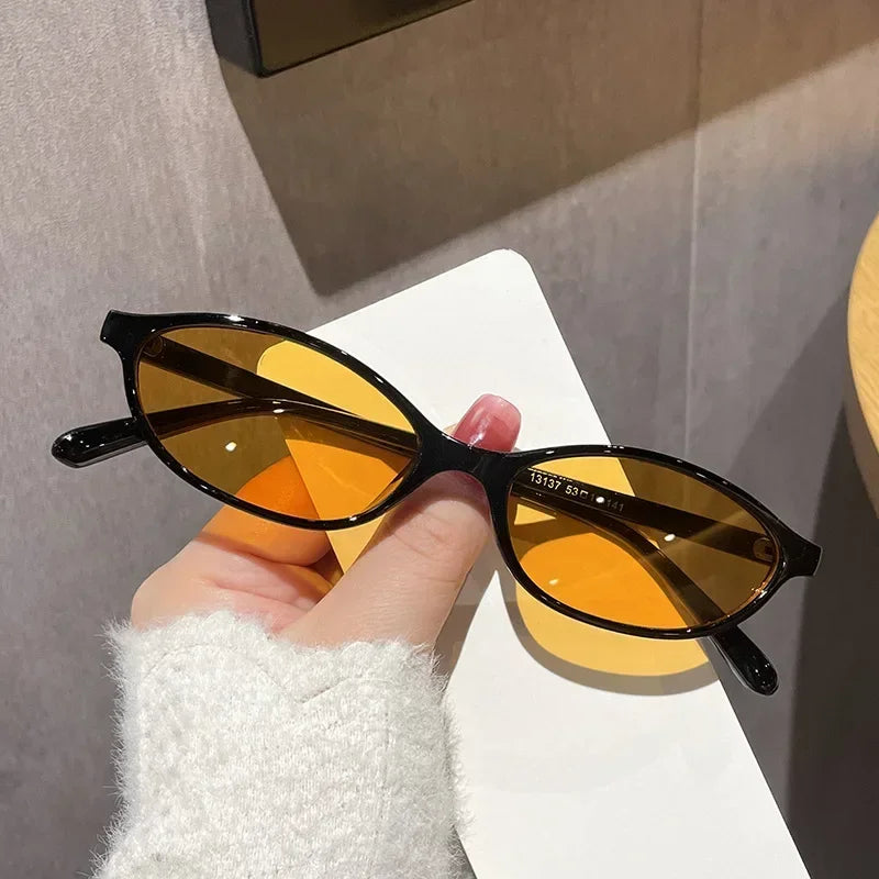 Sexy Small Oval Women's Sunglasses 2024 New Fashion Black Brown Sun Glasses Ladies Shades Trends Summer Unique Eyewear Men