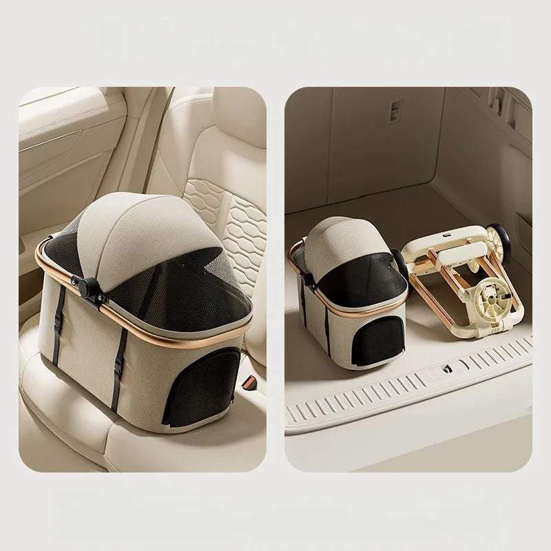 Luxury Pet Stroller 3 in 1  with 4 Wheels for Medium Small Size Dogs and Cats Detachable Carrier for Puppy Kitty Doggie Stroller