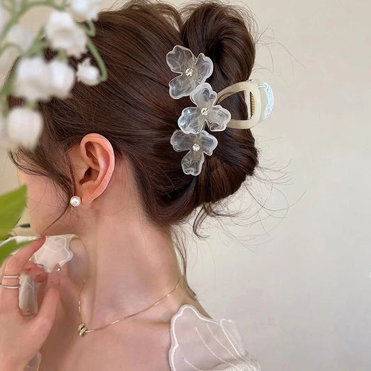 New Fashion Flower Hair Clip Women Elegant Non-slip Ponytail Clip Simple Versatile Bow Shark Clip Headdress Hair Accessories