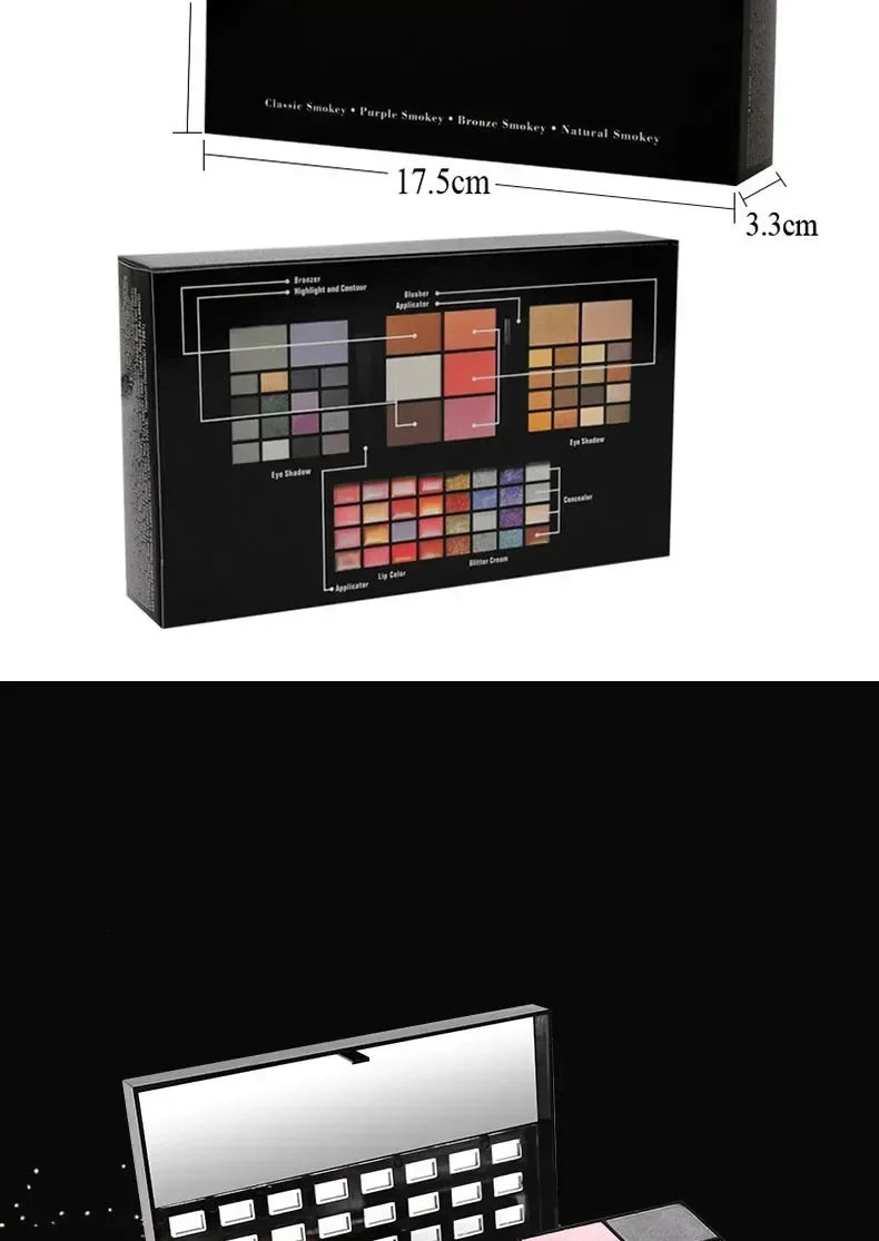 74 Color Professional Makeup Set with Eyeshadow Lip Gloss Matte Concealer and Flash Lipstick in Gift Box for Women