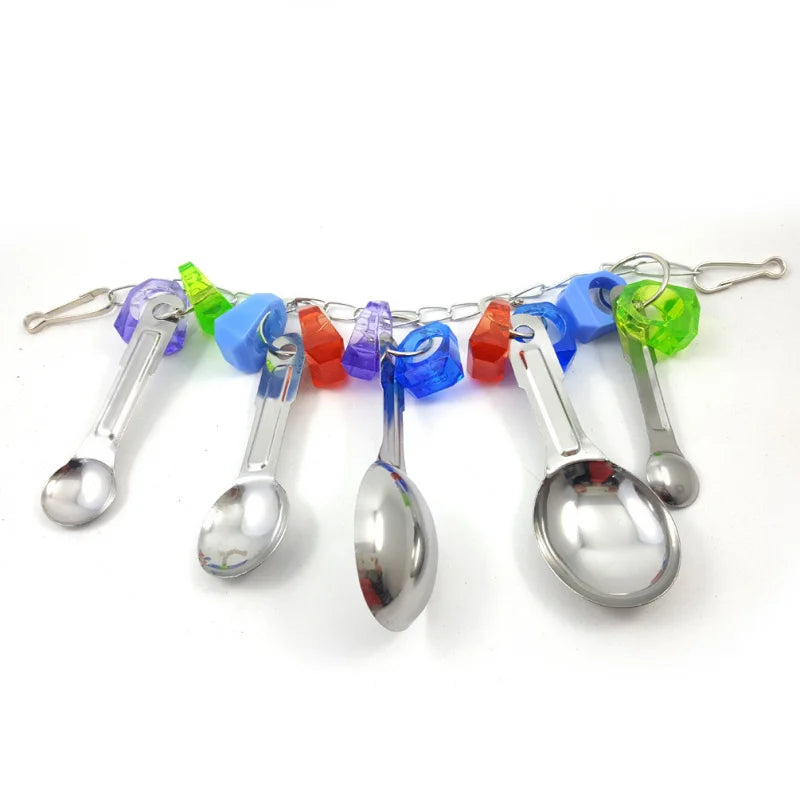 Parrot Bite Toy Parrot toys Toy bird Metal Spoon String Toy 113g