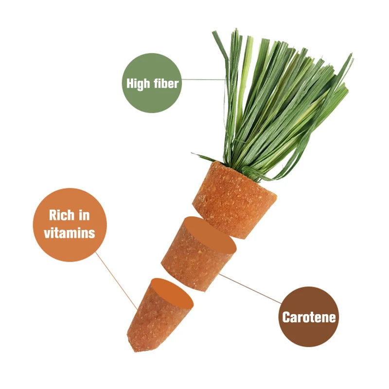 3PCS Small Animal Chew Carrots Hamster Carrot Teething Supplies Toy Natural Nutritious Carrot Nutritious Molar Toys