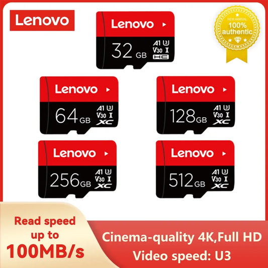 Tarjeta de memoria Lenovo de 512 GB, 256 GB, 128 GB, 64 GB, 32 GB, U3 V30, 4K, Full HD, Micro TF, Mini tarjeta SD, tarjeta de memoria flash TF para teléfono o computadora