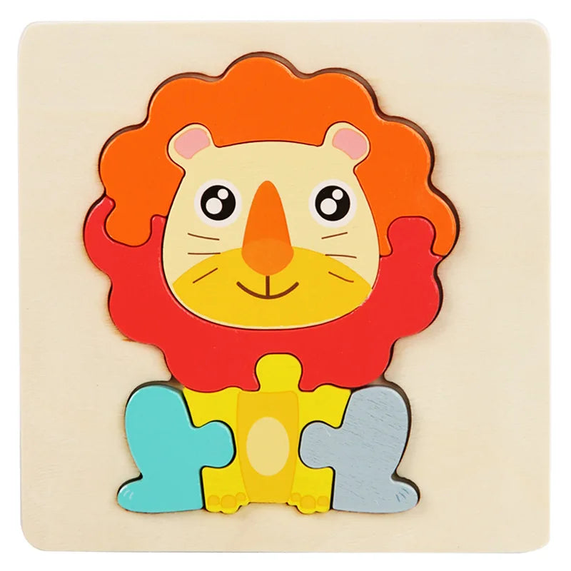 Wooden Puzzle Montessori Colorful Animal Jigsaw Toy for Kids