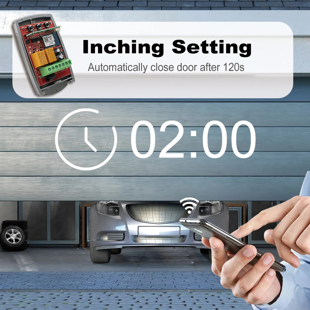 2 Channel WiFi Tuya Smart Garage Gate Opener Remote Control Receiver with 433MHz Transmitter