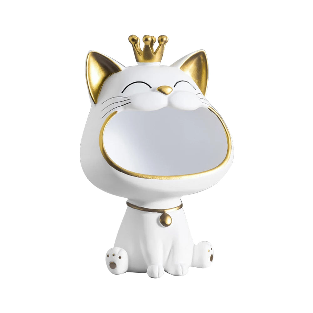 Lucky Cat Statue Decoration Resin Big Mouths Cat Key Box Cute Desktop Storage Accessories