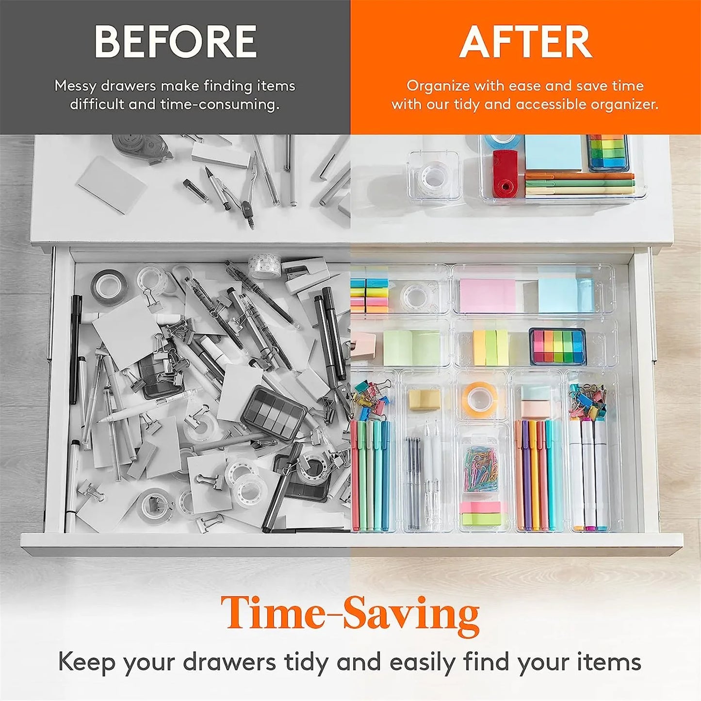 10-Piece Versatile Drawer Organizer Set for Makeup and Kitchen