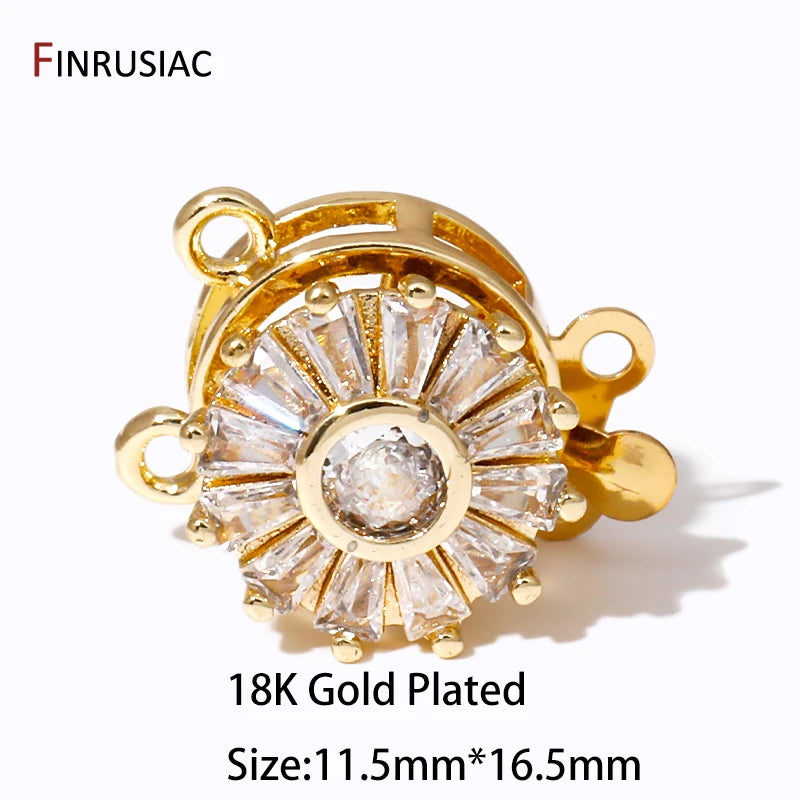 Multi Styles 18K Gold Plated Brass Flower Safety Clasps for DIY Jewelry