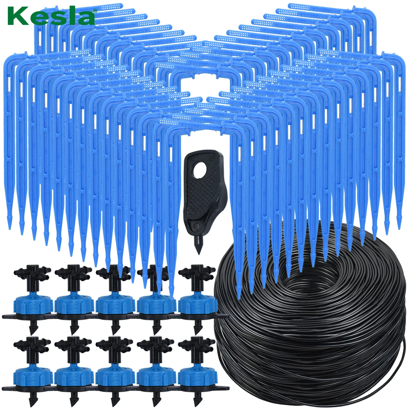 KESLA Greenhouse Drip Irrigation System 4-Way 3/5mm Automatic Watering Kit for Potted Plants 10 or 20 Sets