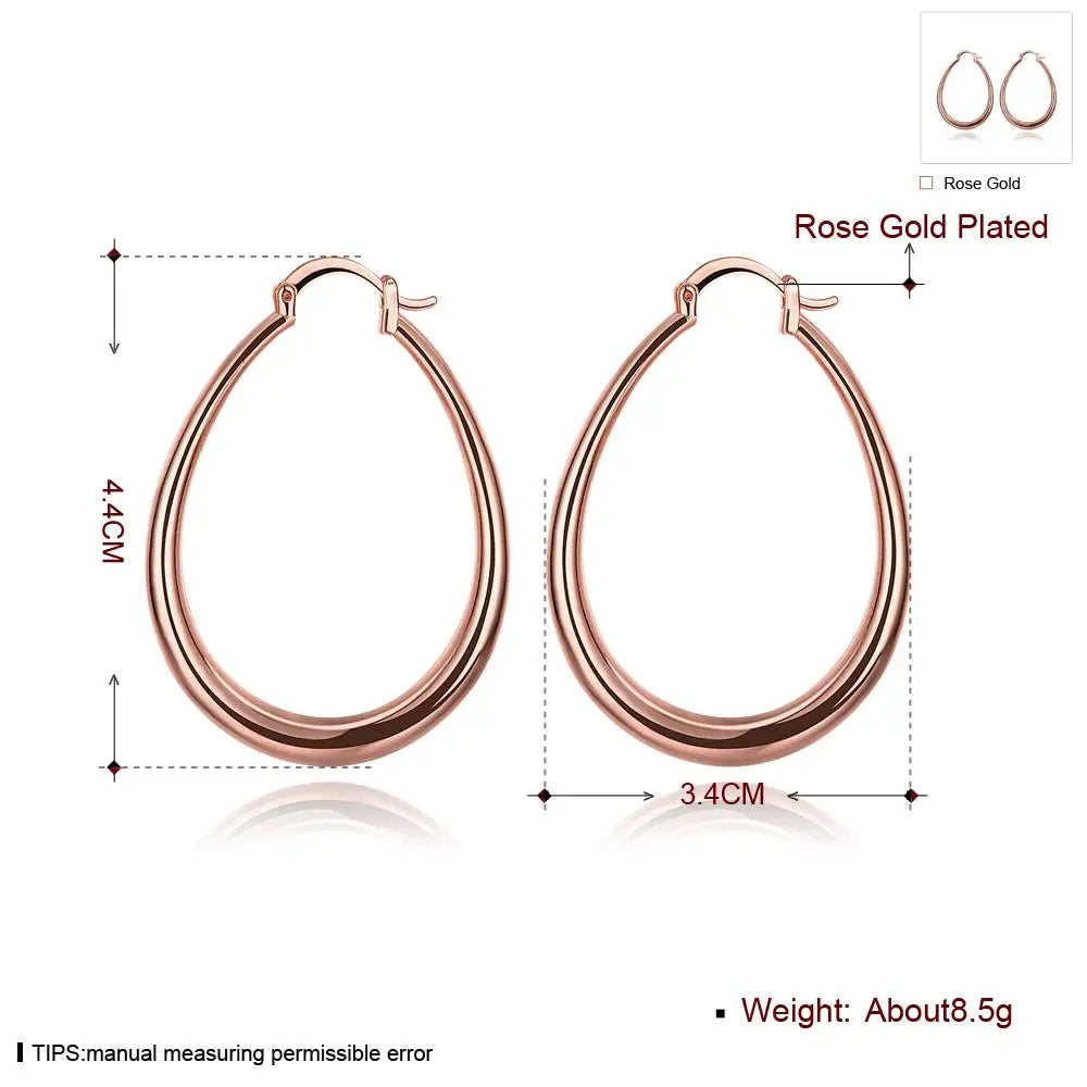 925 Sterling Silver 18K gold plated 4.4cm oval earrings for women Fashion Party Wedding Accessories Jewelry Christmas Gifts