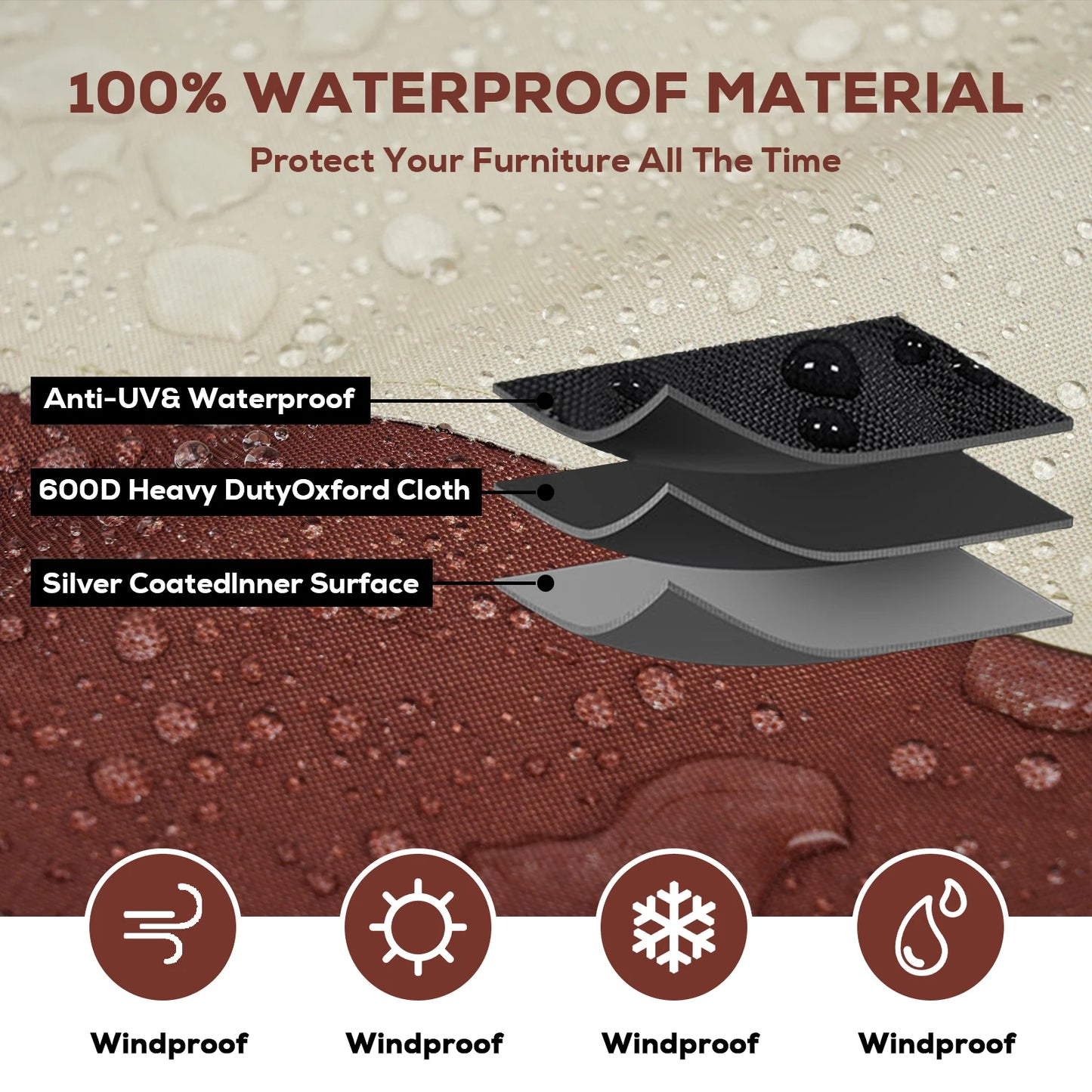 420D Waterproof Outdoor V-Shaped Heavy-Duty Sofa Cover for Sectional Lawn and Patio Furniture