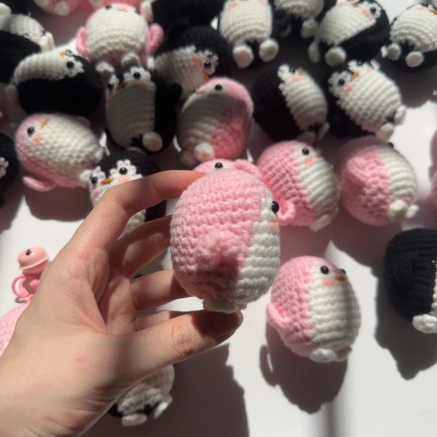 Handmade Cute Cotton Wool Penguin Doll Crochet Keychain