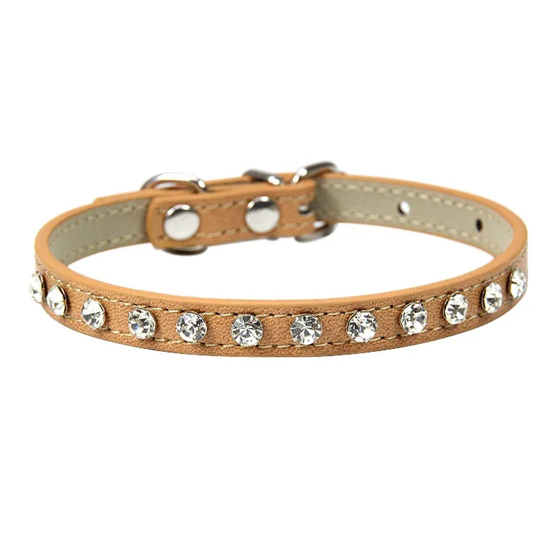 Luxury Rhinestone Rivets Cat Collar Leather Small Dog Collars  Puppy Neck Strap for Kitten Accessories Wholesale / Dropshipping