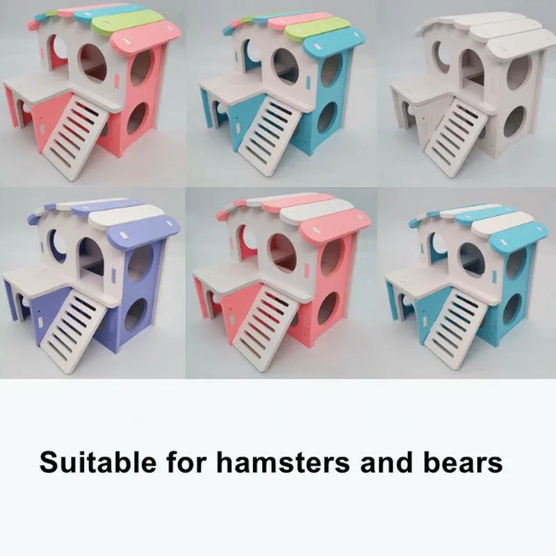 1 piece of barn rat playset, including wooden house, barn board toy, slide nest villa, golden bear house, eco-board bedroom