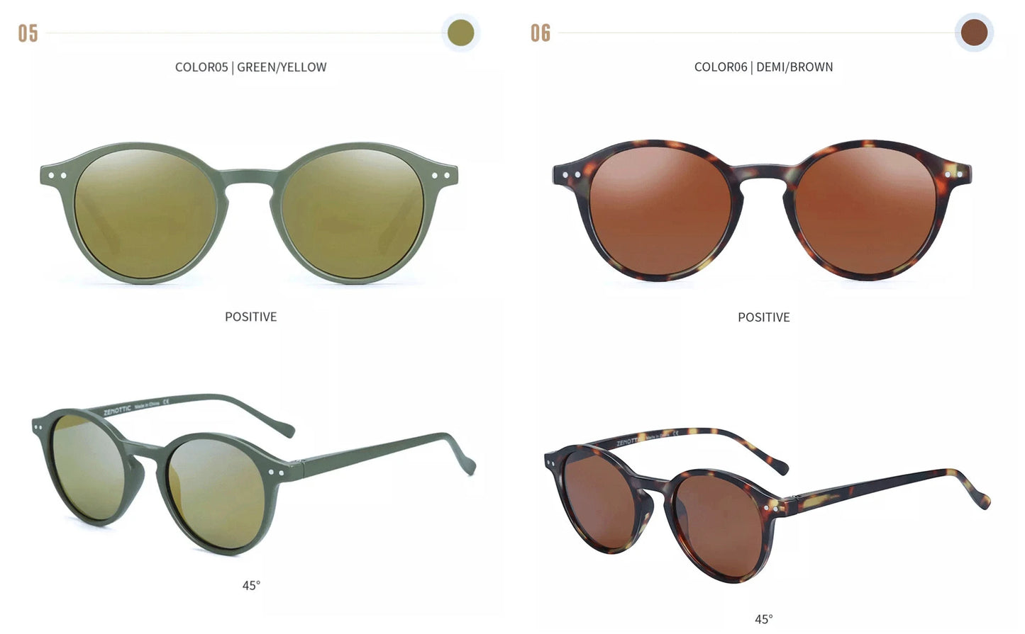 Zenottic Retro Circular Polarized Sunglasses for Men and Women Small Round Vintage Style UV400 Protection