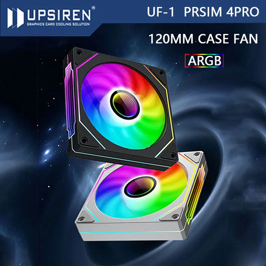 Ventilador para chasis de computadora UPSIREN UF-1 PRISM 4 PRO de 12 cm ARGB, 4 pines, PWM, silencioso, 12 V, gran volumen de aire, 45,2 CFM/600-1500 RPM