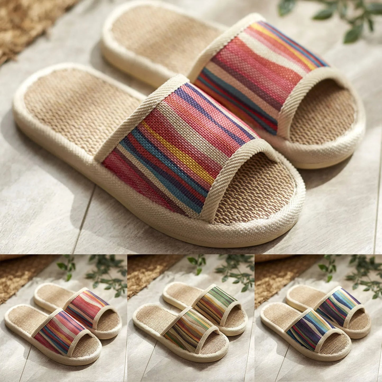 Spring And Autumn Linen Slippers For Household Women Sole Soft Sole Home Casual Indoor Couples Summer Slippers For Women No Heel