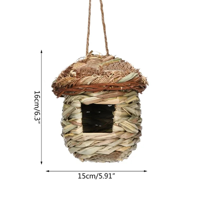 17 Style Birds Nest Bird Cage Natural Grass Egg Cage Bird House Outdoor Decorative Weaved Hanging Parrot Nest Houses Pet Bedroom