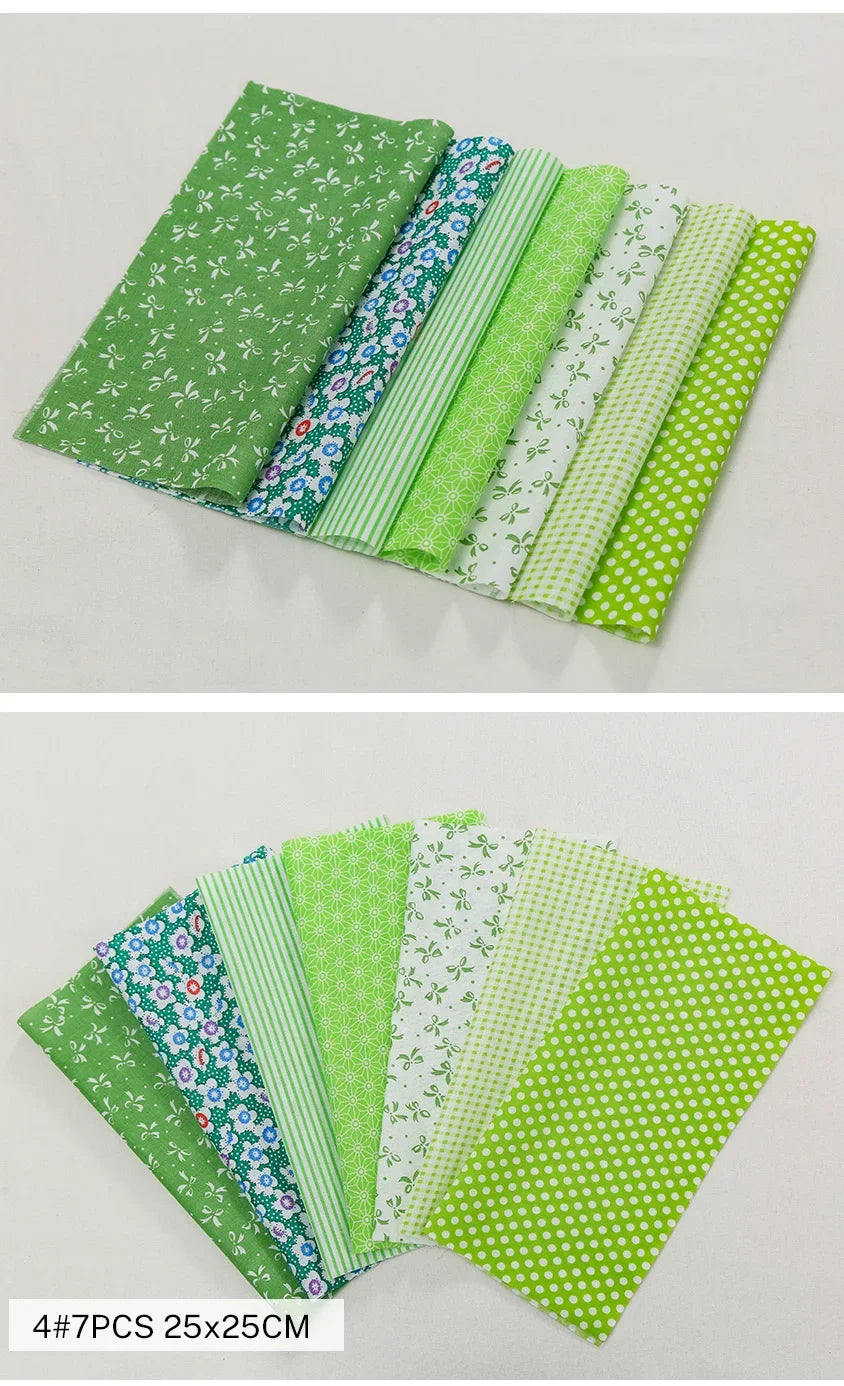 7 Pieces 25x25Cm Cotton Flower Fabric Printed Cloth for DIY