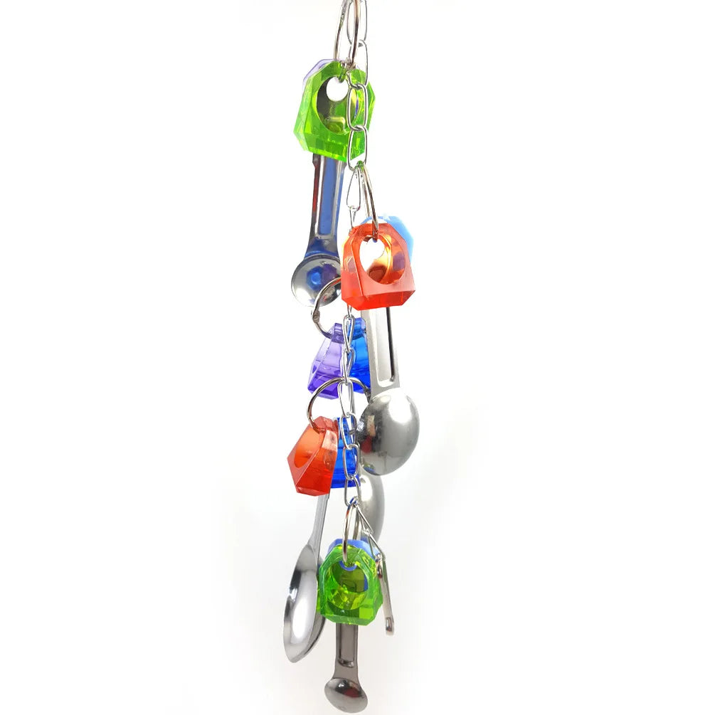 Parrot Bite Toy Parrot toys Toy bird Metal Spoon String Toy 113g