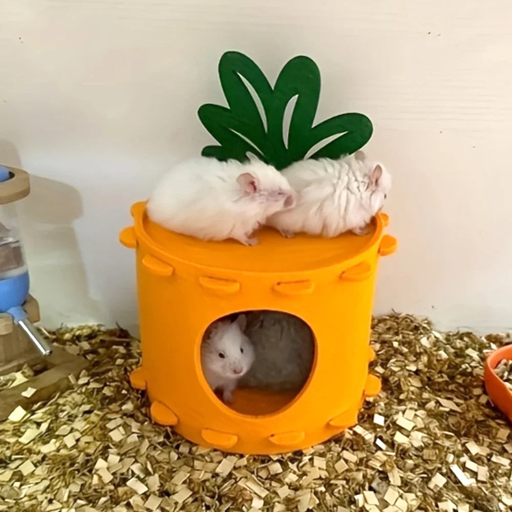 1 Pc Carrot-Shaped Hamster House Cute Cartoon Stump Hideout Tunnel Toy for Pet Small Animals Hamsters Rabbit Playhouse Bed Nest