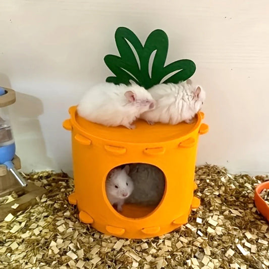 1 Pc Carrot-Shaped Hamster House Cute Cartoon Stump Hideout Tunnel Toy for Pet Small Animals Hamsters Rabbit Playhouse Bed Nest