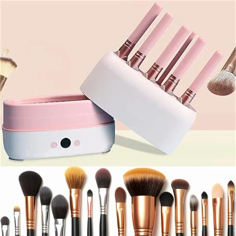 Electric Makeup Brushes Drying Machine 2 in 1 Automatic Electric Makeup Brush Cleaner and Dryer 12 Holes Cosmetic Puff Cleaner