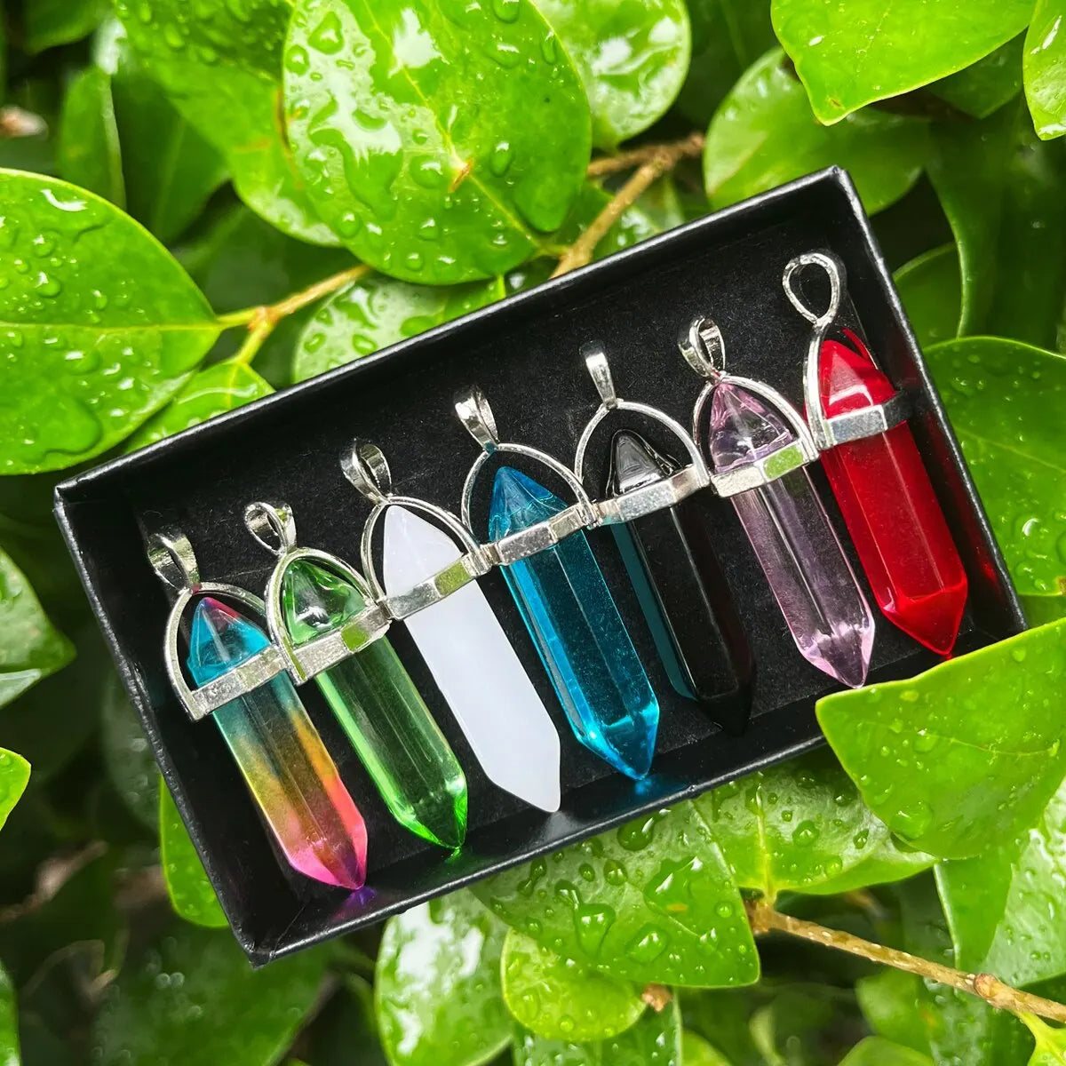 7pcs/set Bullet Shape Healing Pointed Chakra Beads Crystals For Jewelry Making Home Office Décoration Christmas Birthday Busines