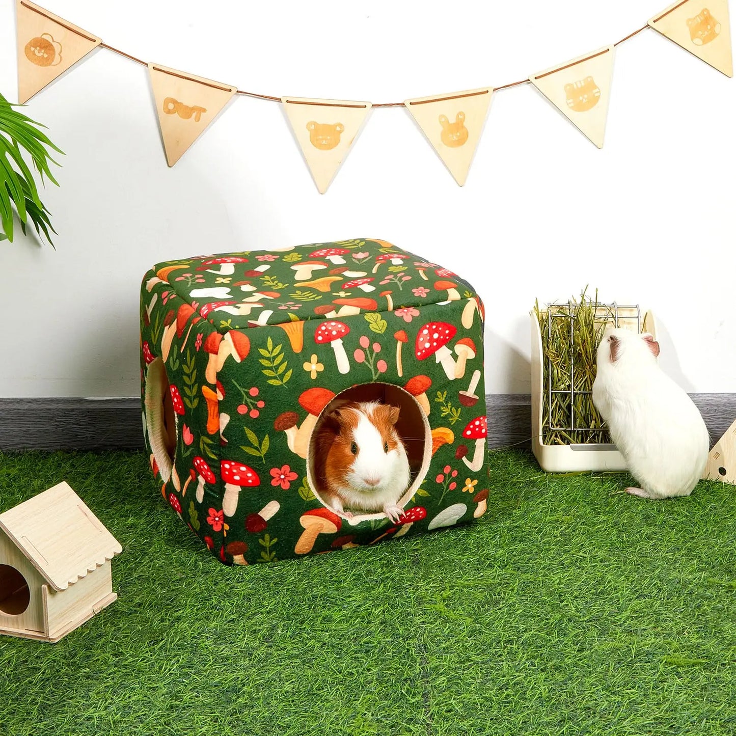 Guinea Pig Hideout Washable Guinea Pigs Hiding House Habitats Cozy Bunny Rabbit Bed for Small Pet Hamster Chinchilla Accessories