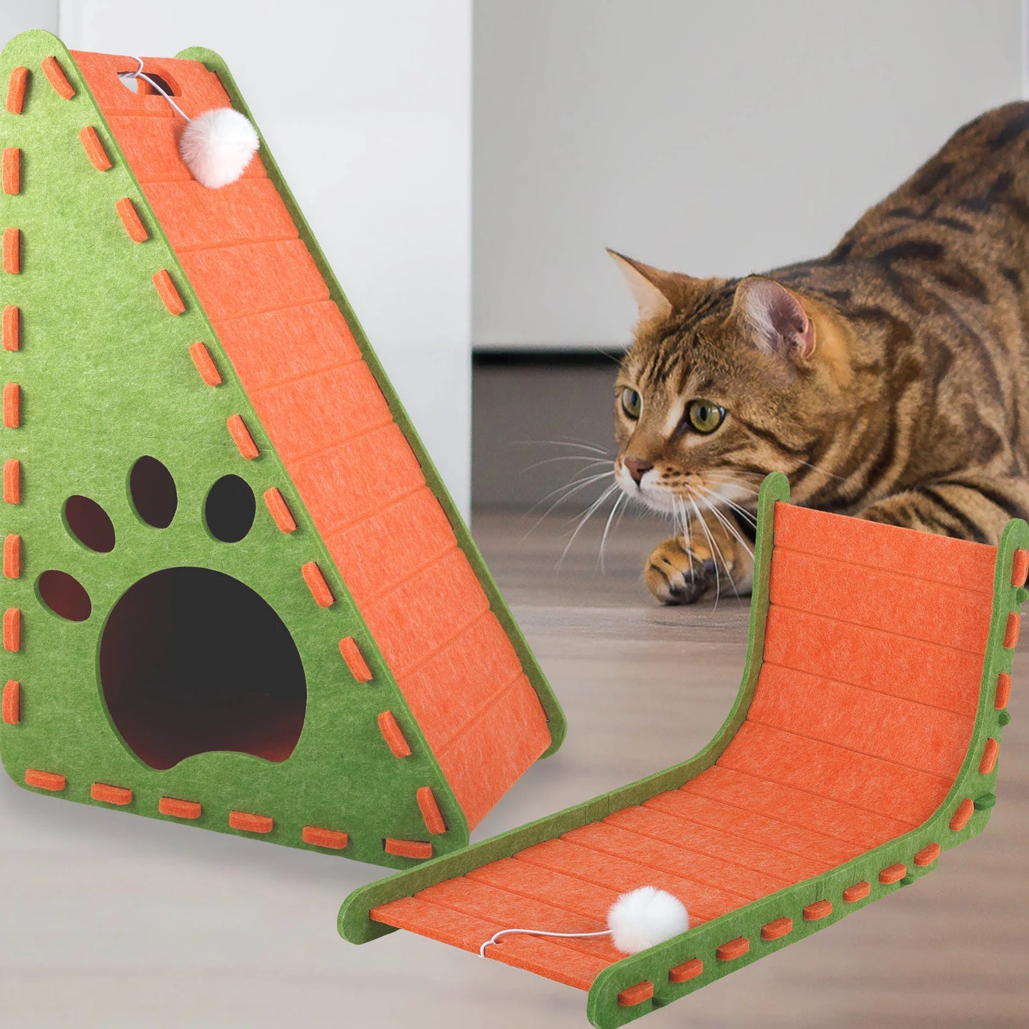 2 in 1 Cat Scratcher Felt Cloth Cat Scratching Post Vertical Wear Resistant Scratching Board Cats Toy Furniture Protector