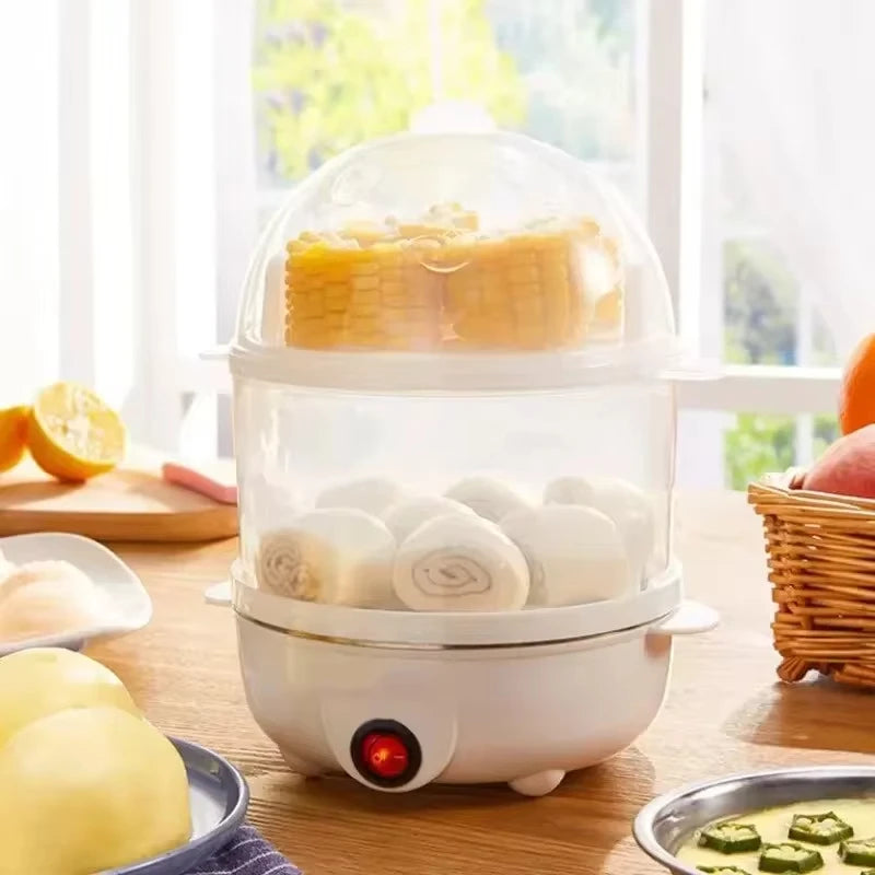 Multifunctional Egg Boiler Electric Egg Steamer Cooking Breakfast Machine Double Layers Egg Cooker Mini Steamer Poacher Kitchen