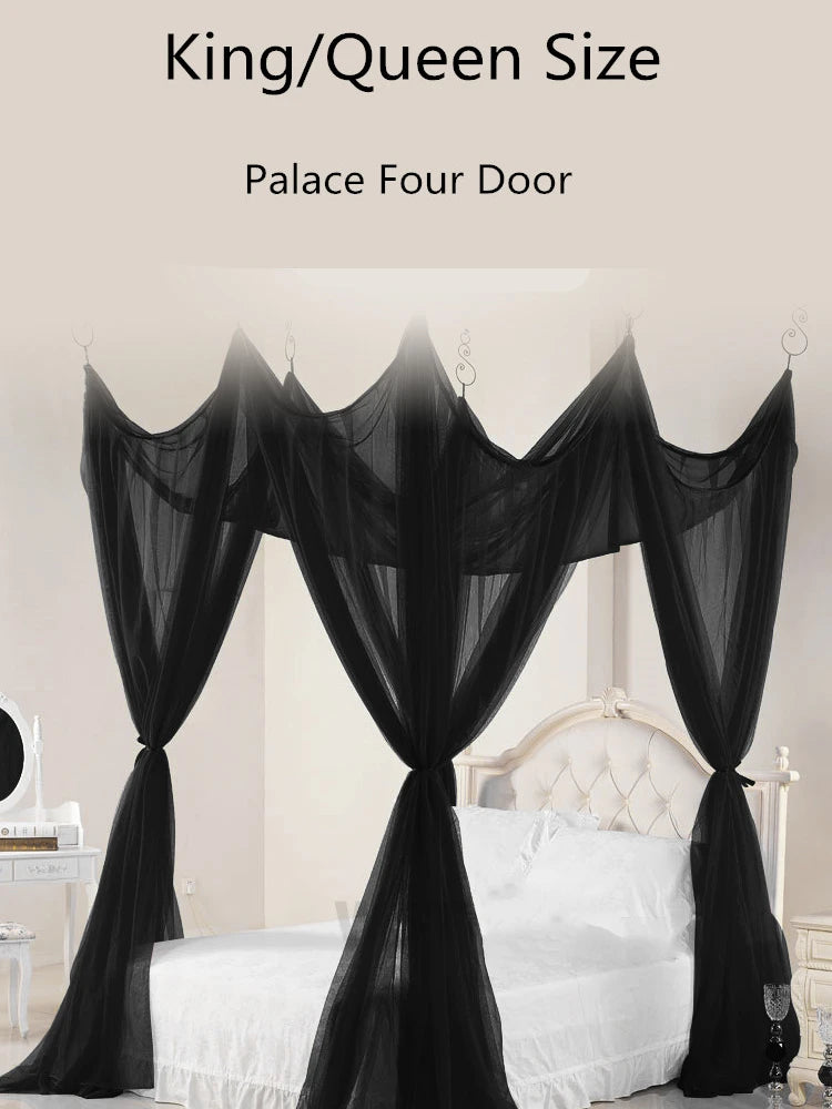 Mosquito Net Cotton Four-Door Canopy for King/Queen Bed