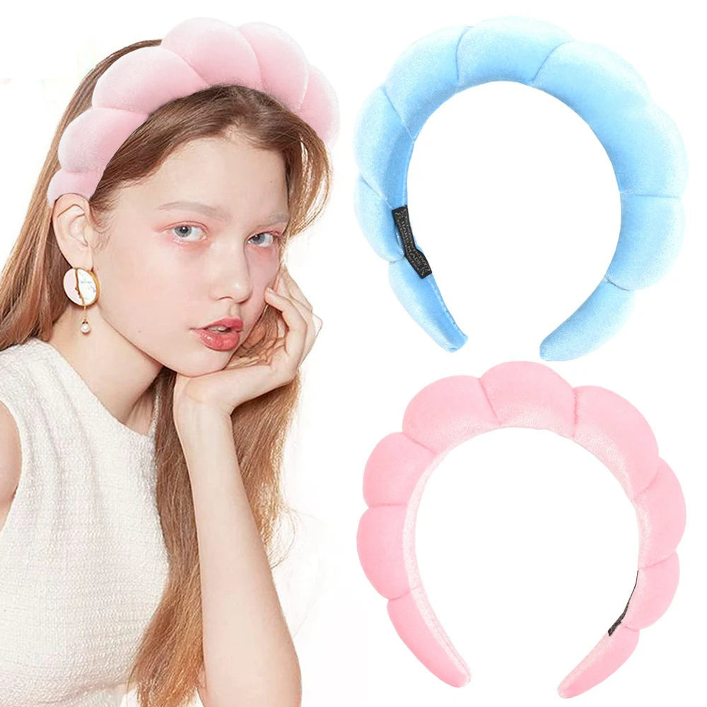 Women Spa Headband For Washing Face Shower Sponge Hairbands Fashion Winter Puffy Makeup Hair Hoop Headwear Hair Accessories