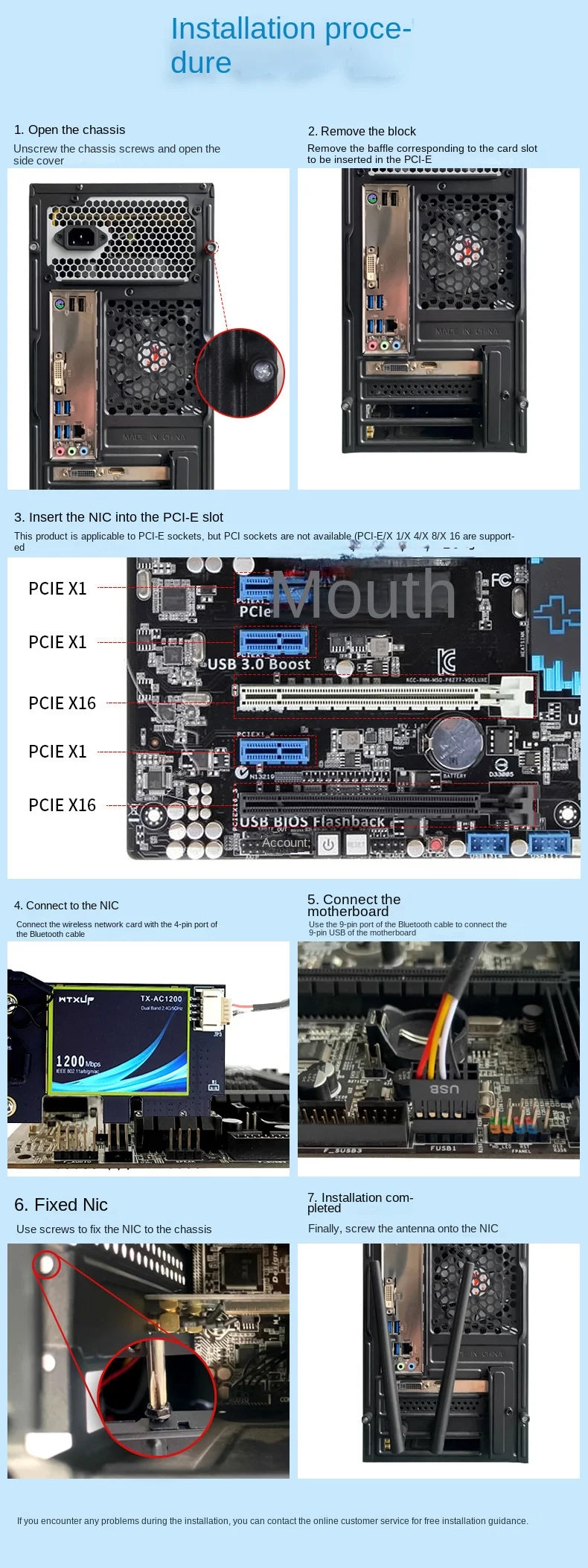 WiFi 5 PCI-E Wireless Adapter Network Card AC1200 Dual Band 2.4G/5GHz 802.11AC For Bluetooth 4.0 Desktop Laptop Windows 10