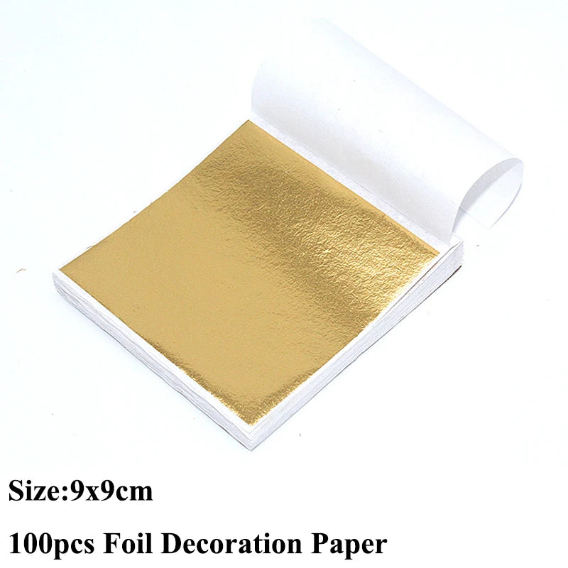 100pcs Imitation Gold Sliver Copper Foil Paper for DIY Crafts