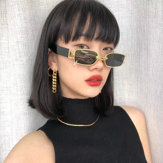 Vintage Black Square Sunglasses for Women and Men with Gradient Clear Mirror Lenses
