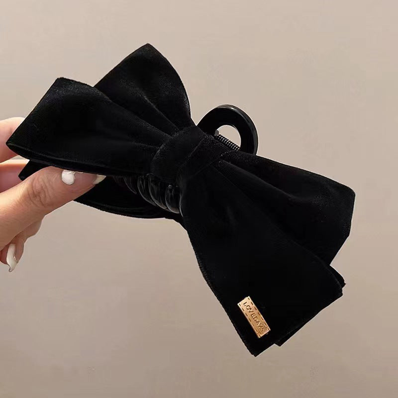 Girls Cross Bow Hair Claw Clips Elegant Oversized Double Sided Bow Hair Catch Crabs Ponytail Shark Clip Headwear Accessories