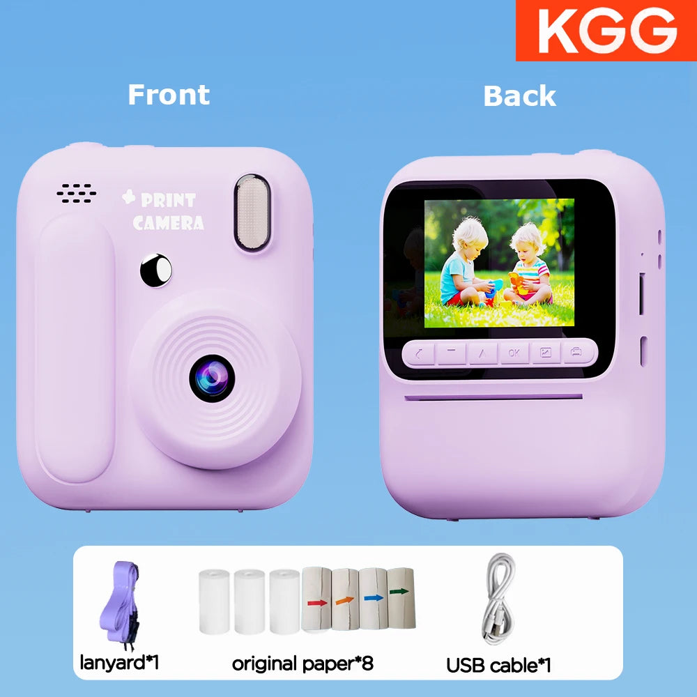 Color Printing Camera  Kids Instant Camera 32GB 1080P Thermal Print Digital Camera Print Photo Video Games Music Children Gift