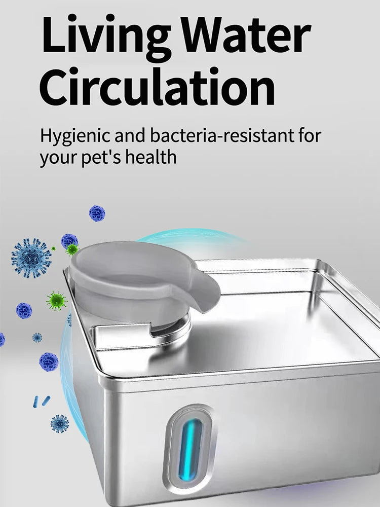 8L large capacity stainless steel cat/dog smart water dispenser