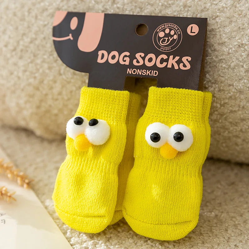 New Four Seasons Universal Socks for Dogs Cute Big Eyes Cute Pet Cartoon Knitted Cat Anti slip and Warm Dog Cotton Socks