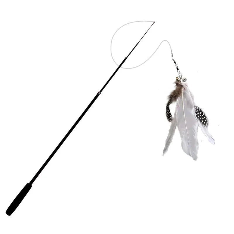 Extended telescopic cat stick 1.8m extra long fishing rod resistant to scratching feather cat toys to relieve boredom