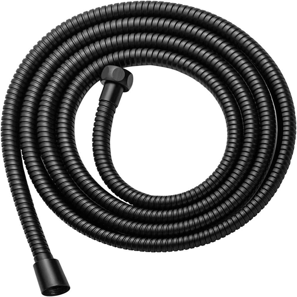 Manguera de ducha flexible negra SUS 304 de 1,5/2 m, manguera de ducha larga para baño, tubo de extensión para plomería, accesorios para baño