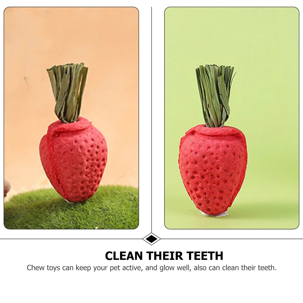 3 Pcs Small Animal Toys Strawberry Shaped Chew Toys Hamster Chewing Plaything Rabbit Accessories Pet Products Pet Supplies