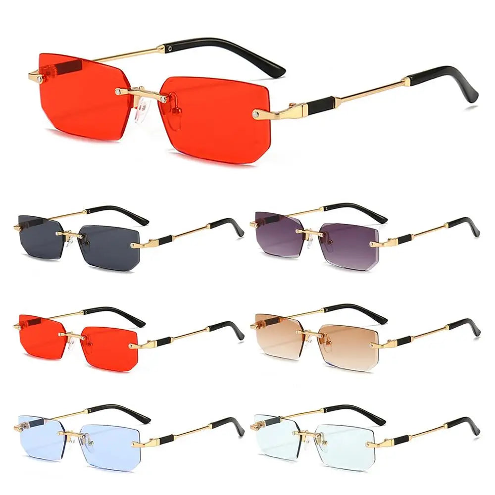 Rimless Sunglasses for Women & Men, UV400 Retro Frameless Shades