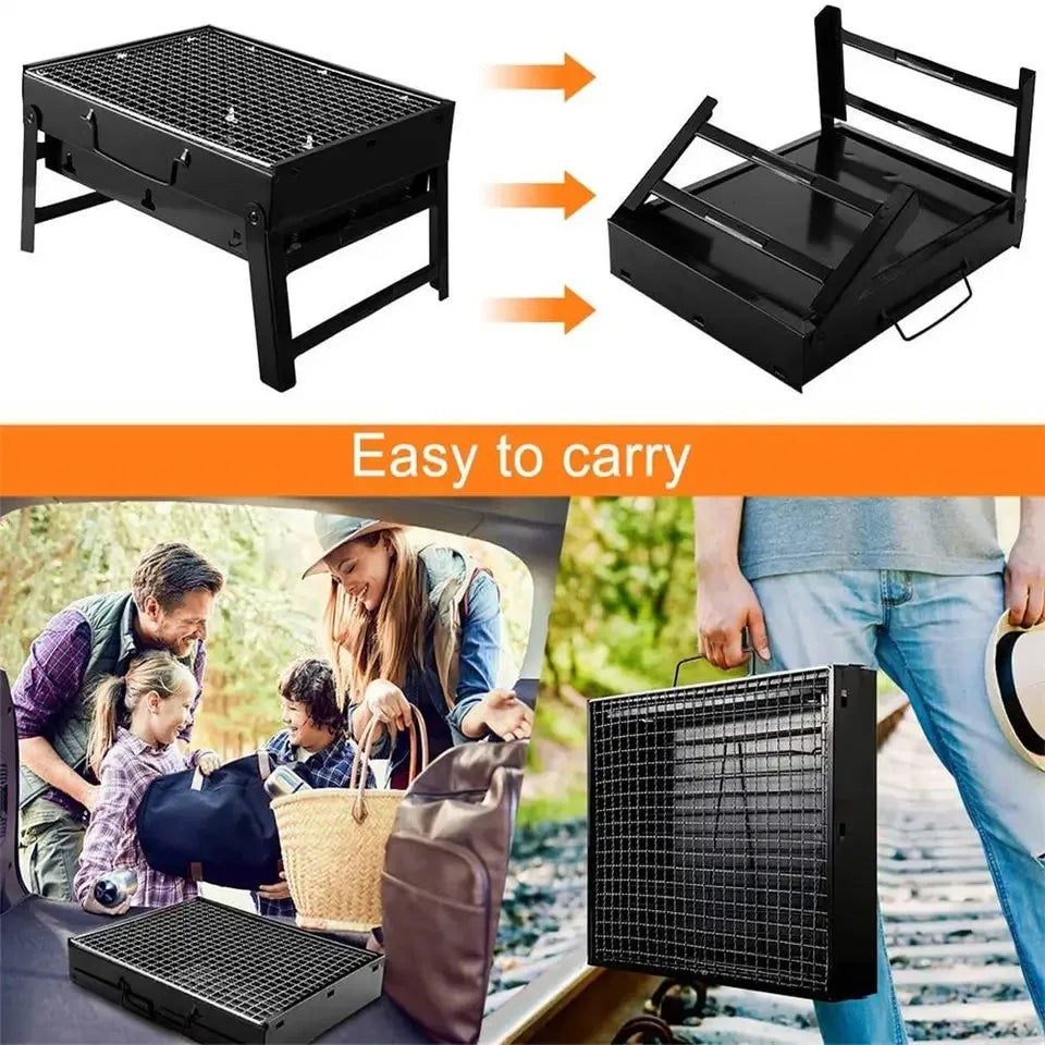 Portable Stainless Steel Mini BBQ Charcoal Grill Tool Kit for Outdoor Cooking Camping Picnics and Beach
