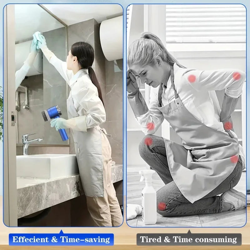 Wireless Electric Cleaning Brush IPX7 Waterproof USB Rechargeable Handheld Cleaner with Two Speed Settings for Multi-Functional Household Use