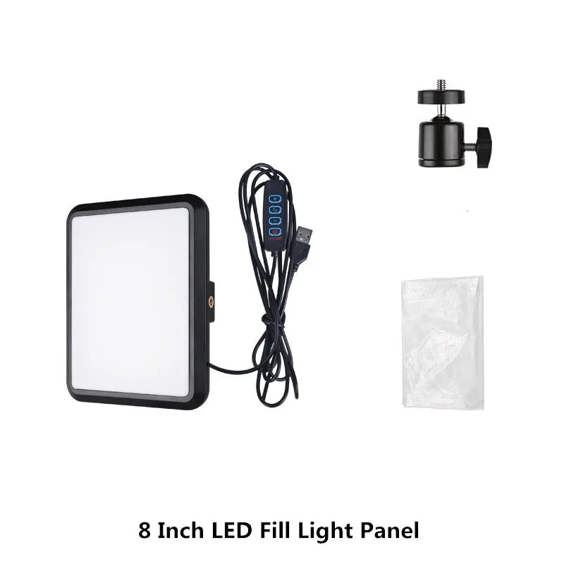 8/12 Inch LED Photography Video Light Panel Kit With Tripod