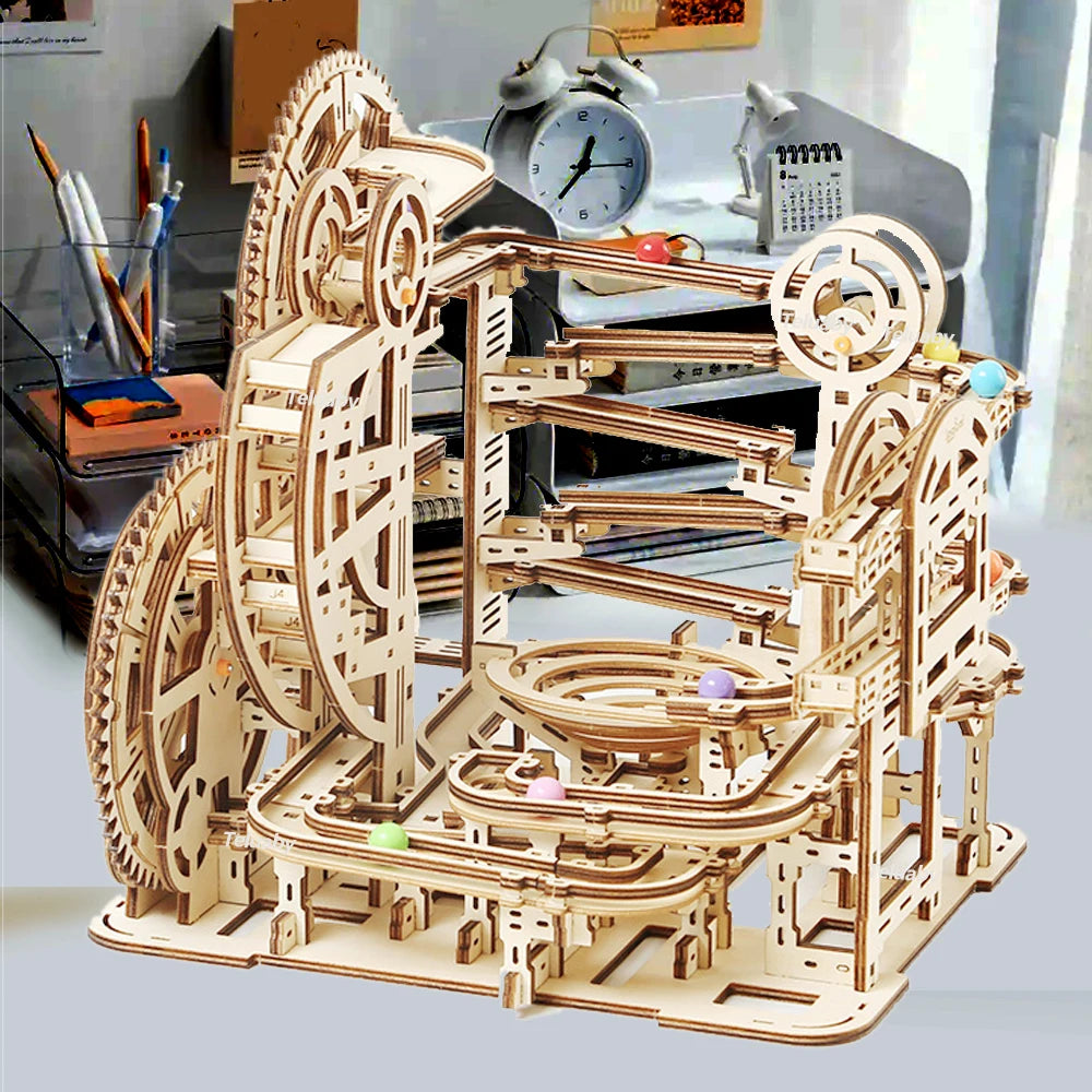 3D Wooden Puzzle Model Kits Marble Run Mechanical Puzzles Self Assembly Educational Toys for Kids and Adults
