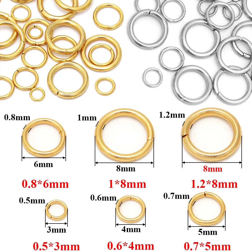 Gold Stainless Steel Jump Rings 4mm 5mm 6mm 7mm 8mm for DIY Jewelry Making