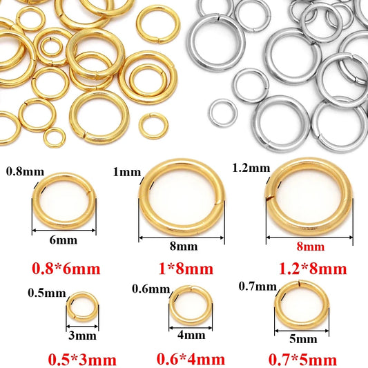 Gold Stainless Steel Jump Rings 4mm 5mm 6mm 7mm 8mm for DIY Jewelry Making
